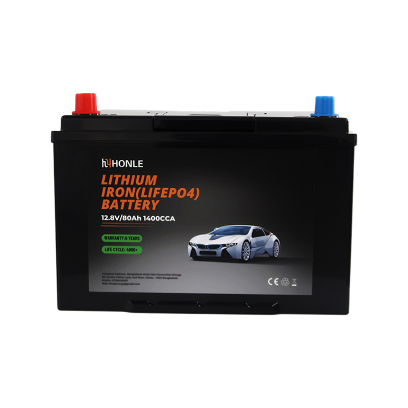 Módulo de litio de ciclo profundo ligero de batería LiFePO4 de HLE 12,8 V 80 Ah para vehículos eléctricos marinos y pequeños