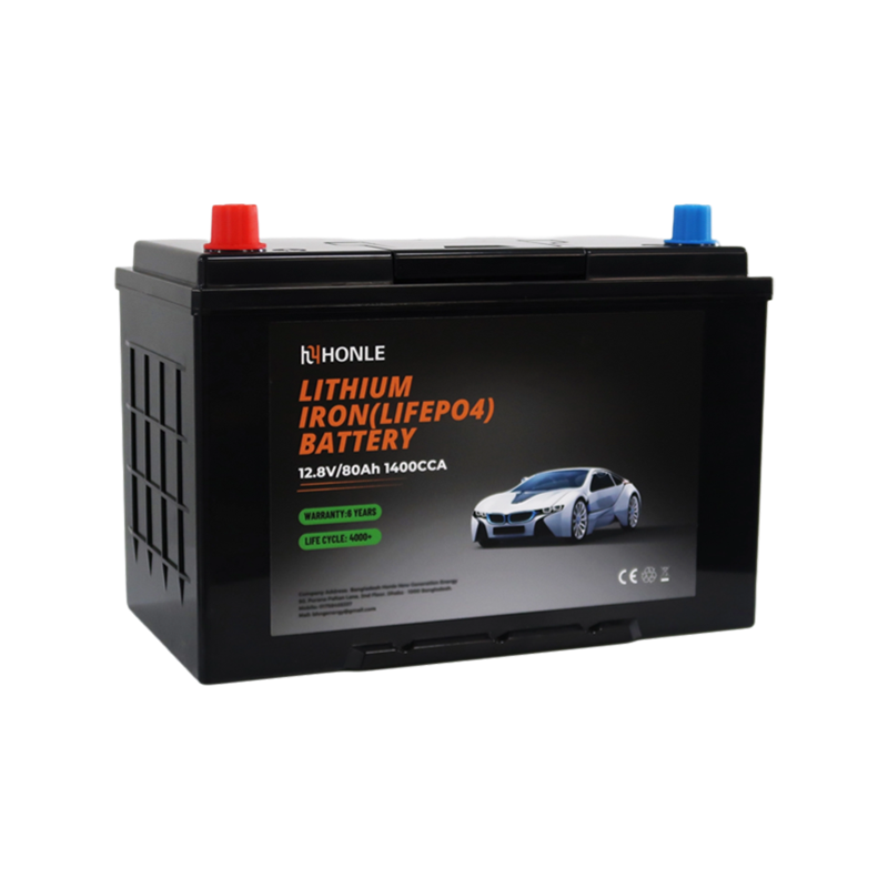 Módulo de litio de ciclo profundo ligero de batería LiFePO4 de HLE 12,8 V 80 Ah para vehículos eléctricos marinos y pequeños